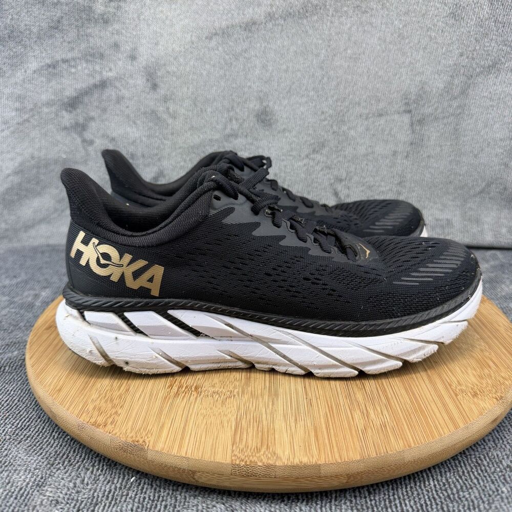 Hoka One One Clifton 7 Shoes Womens Size 8 Black Mesh Running Sneakers 1110509